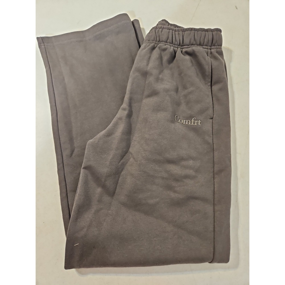 Comfrt Sweatpants Unisex Medium Steel Grey Lightweight Fleece Straight Leg NEW